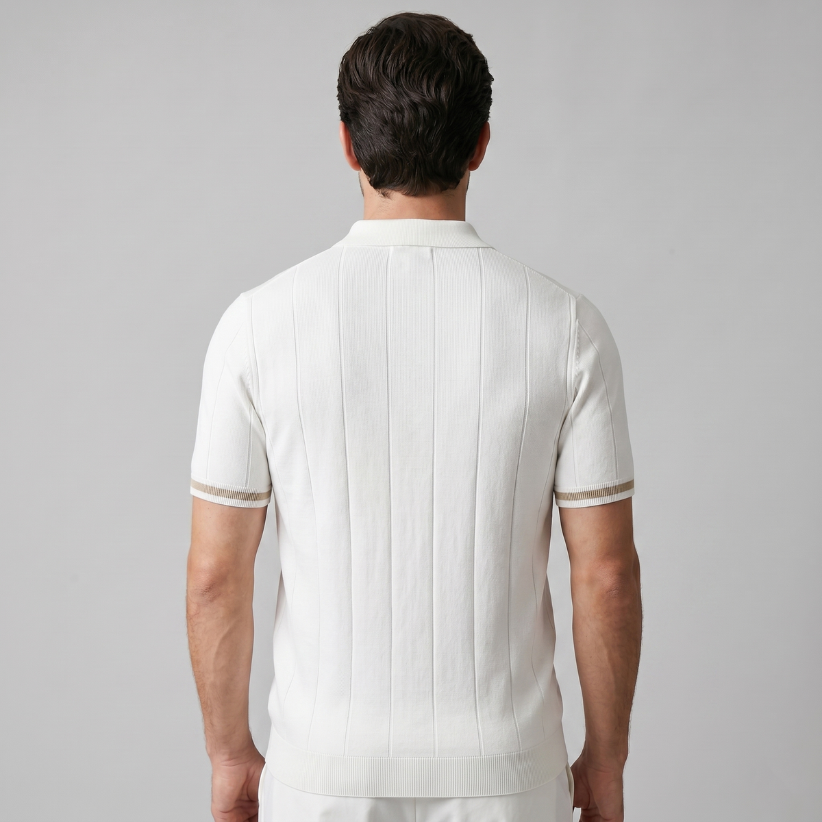 Poloshirt Heren Verticale Strepen Ritssluiting Casual