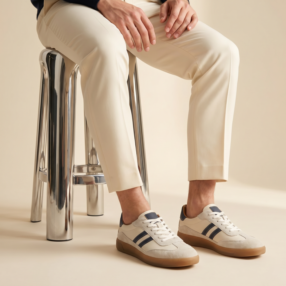 Retro Sneakers Heren Leer Casual Zomer