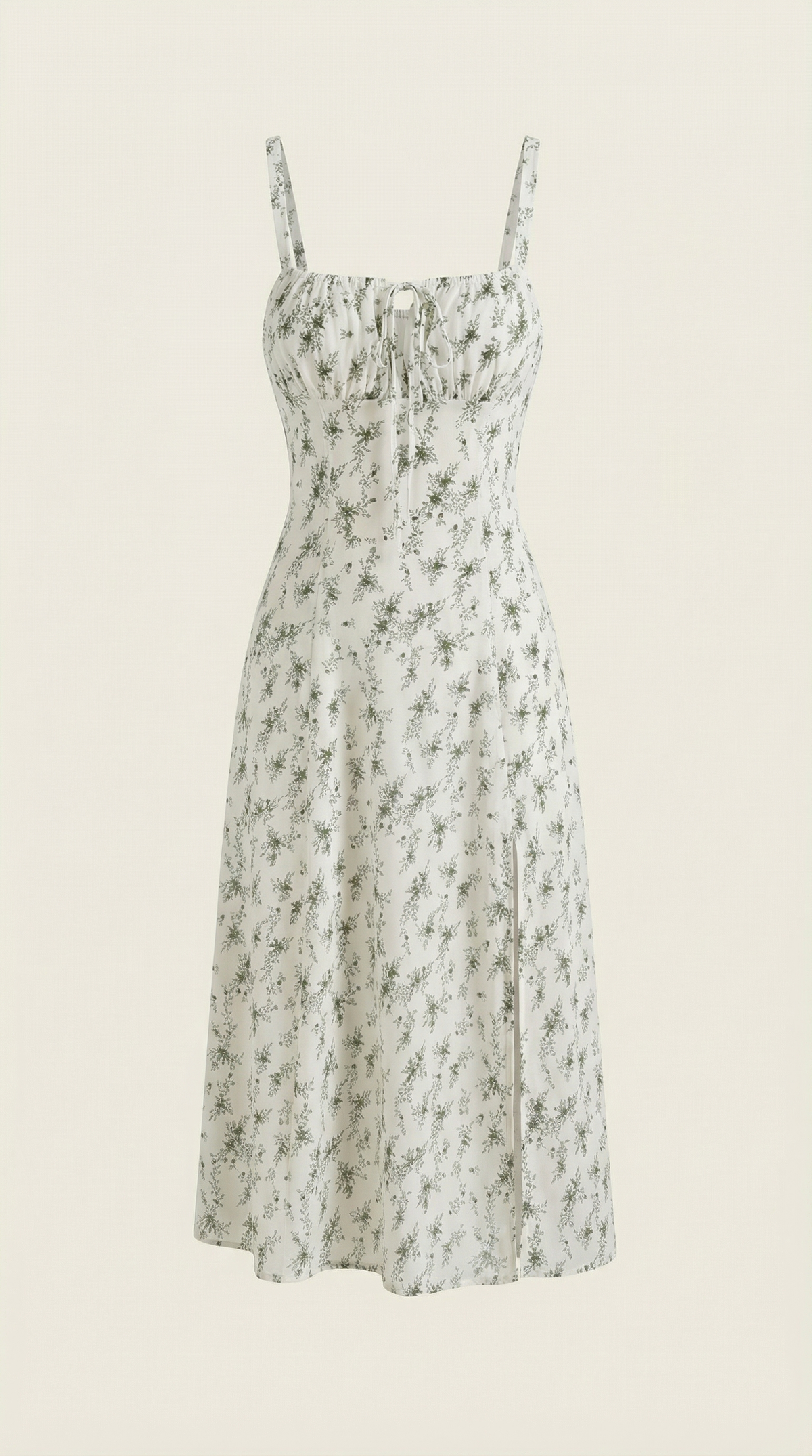Midi-jurk dames A-lijn vintage bloemenprint hartvormige hals verstelbare rug
