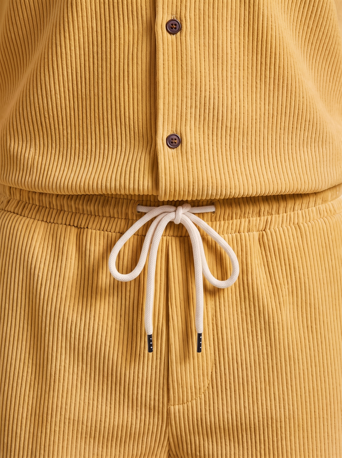 Shirt Shorts Set Heren Ribgebreide Streep Casual