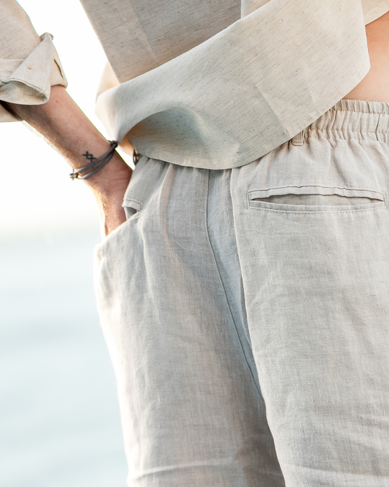 Shorts Heren Linnen Rechte Pasvorm Zomer Casual