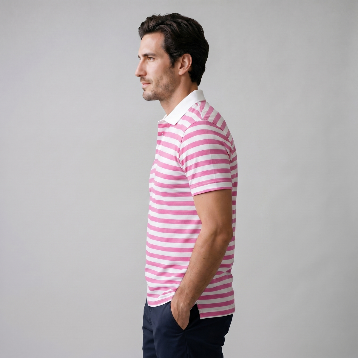 Smart Casual Polo Shirt Heren Korte Mouwen Gestreept