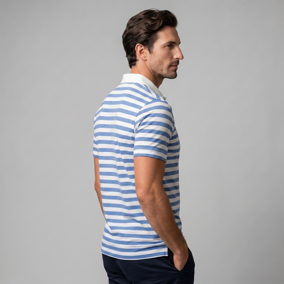 Smart Casual Polo Shirt Heren Korte Mouwen Gestreept