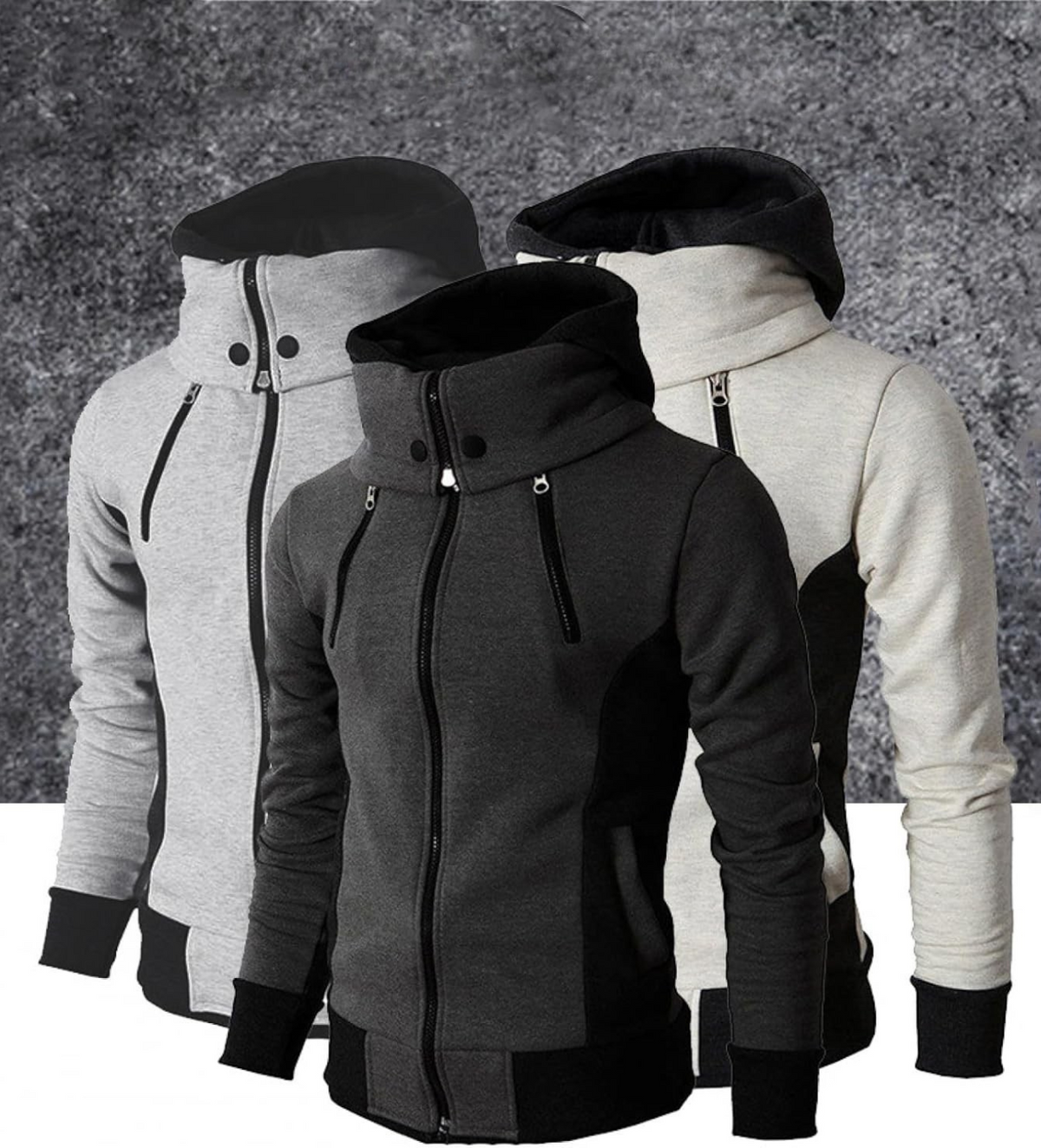 Slim-fit Fleece sportjack met Rits en Capuchon Heren