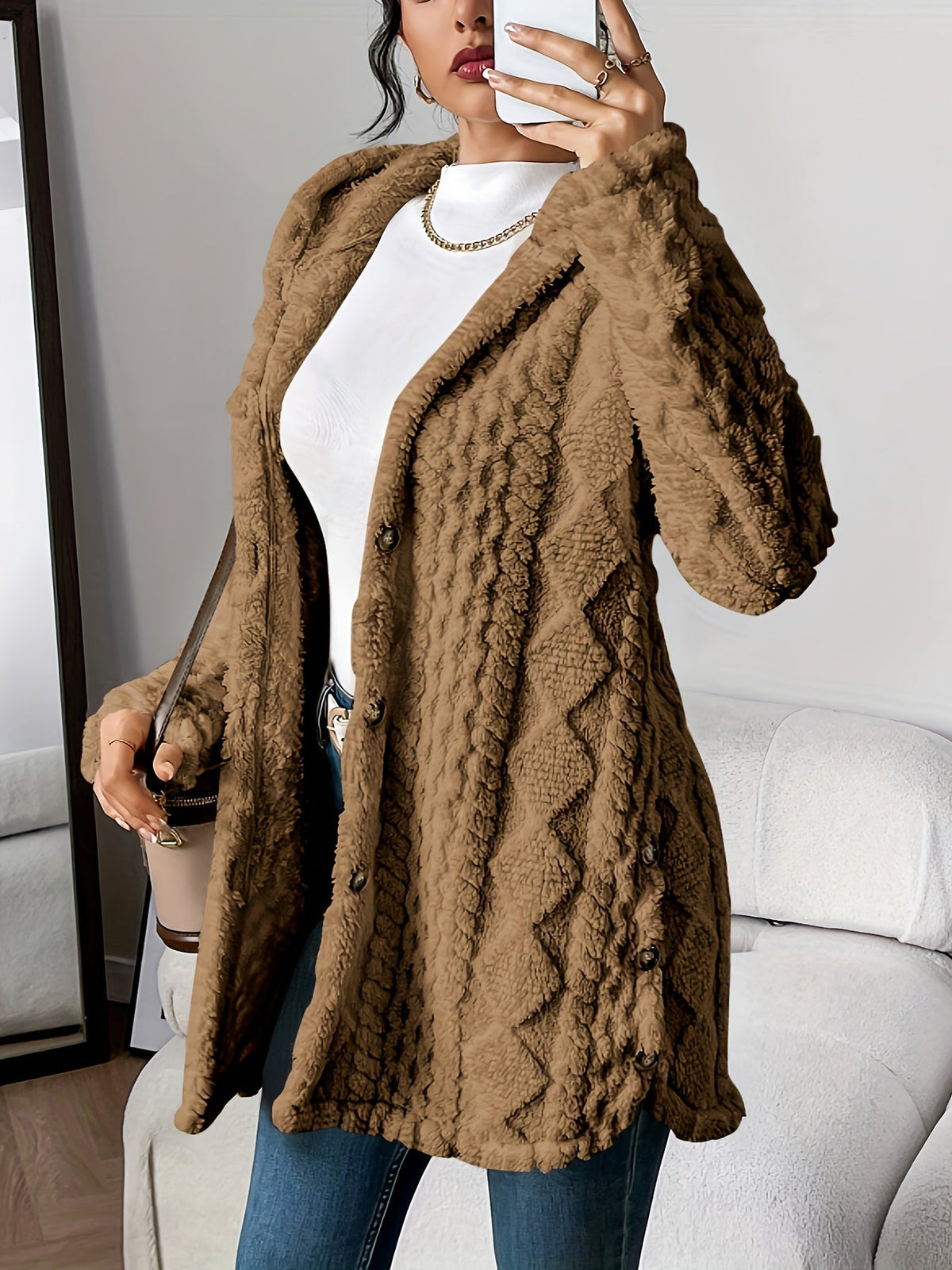 Sophie | Fluffy teddy hoodie jas