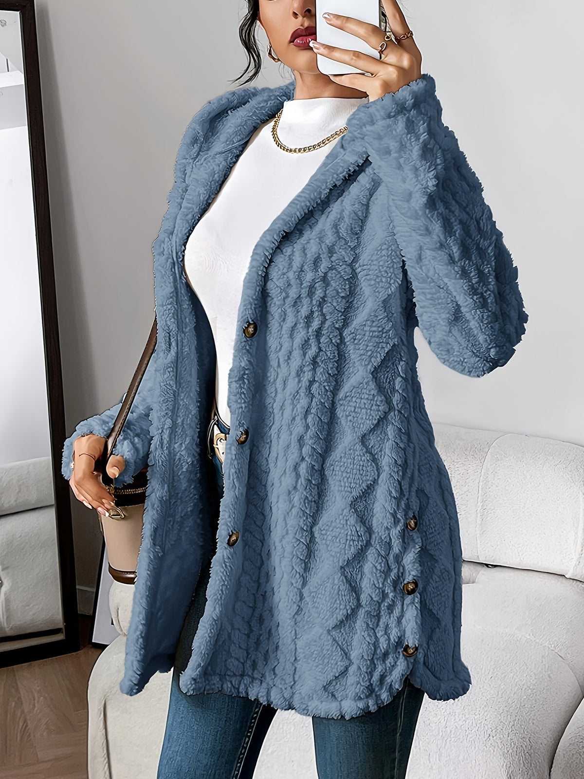 Sophie | Fluffy teddy hoodie jas