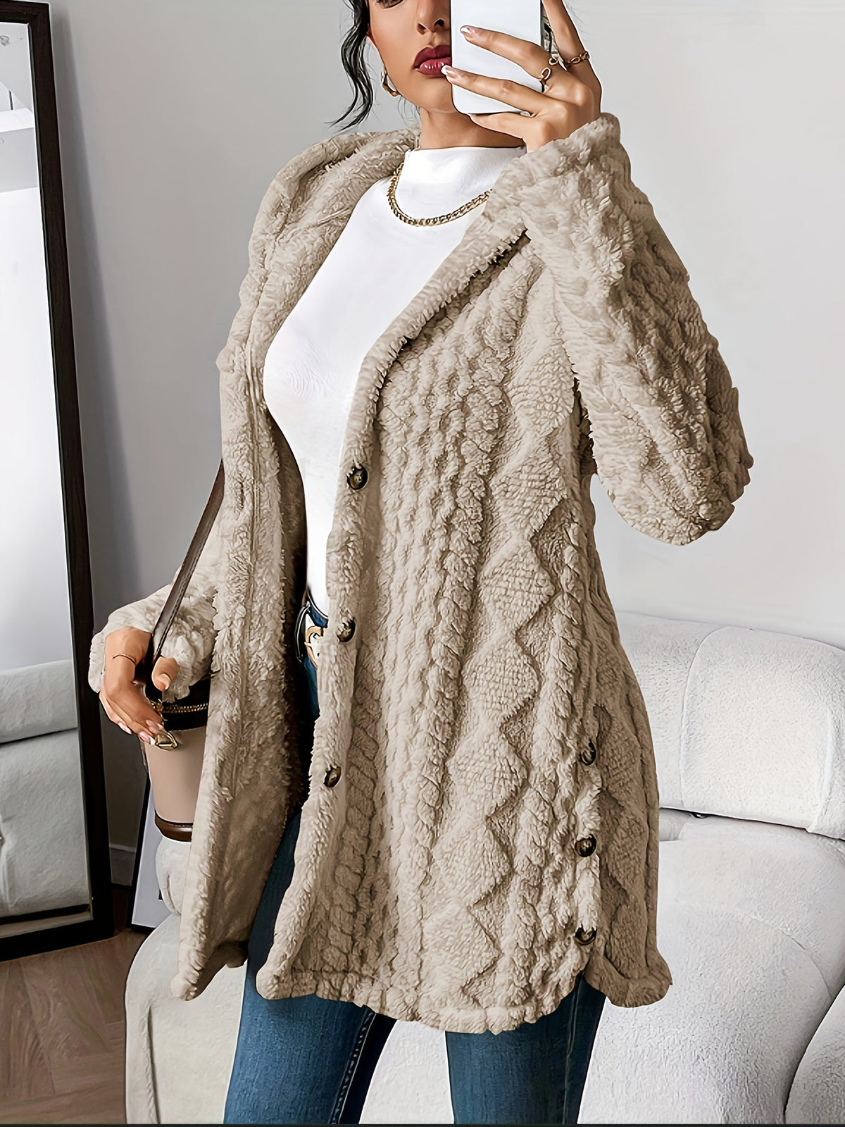 Sophie | Fluffy teddy hoodie jas