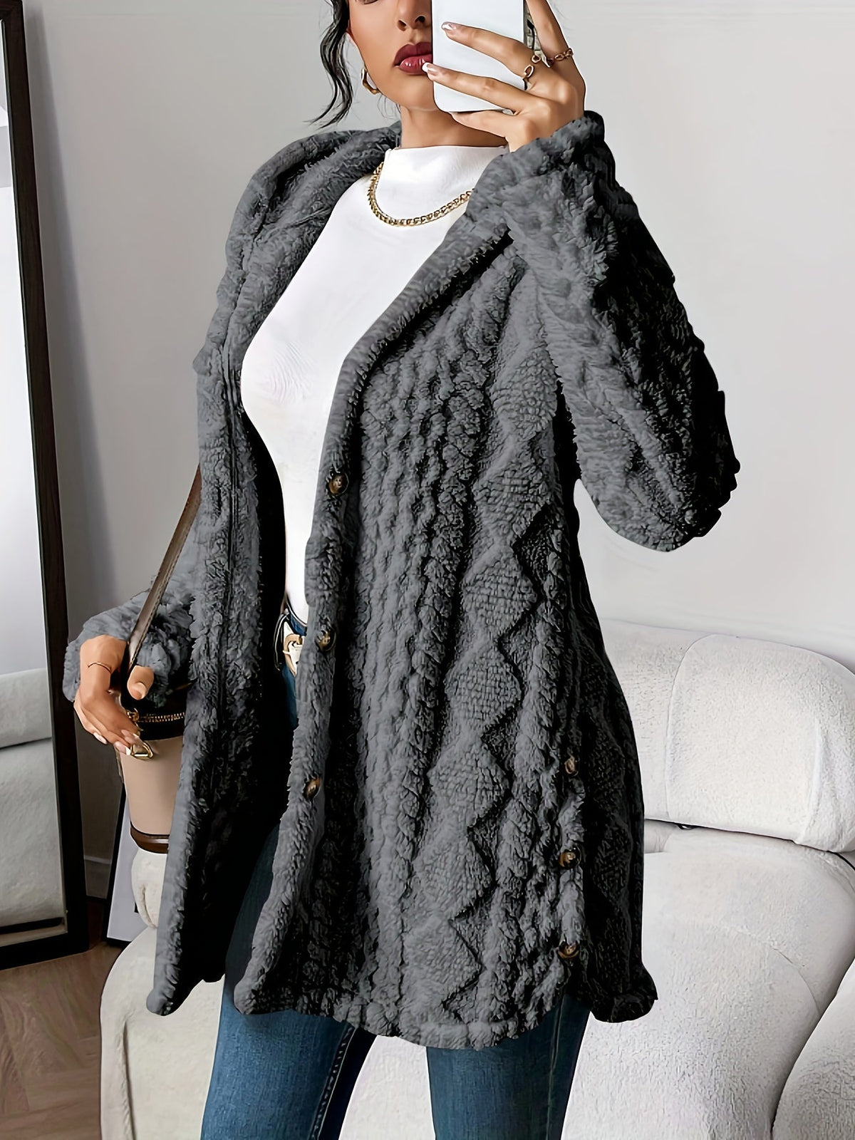 Sophie | Fluffy teddy hoodie jas