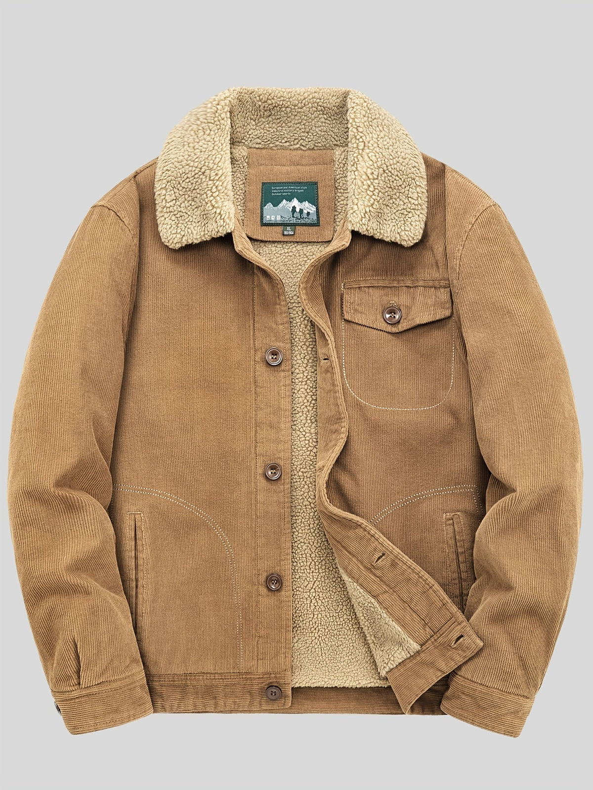 Sven | Warme fleece corduroy heren knoopjas