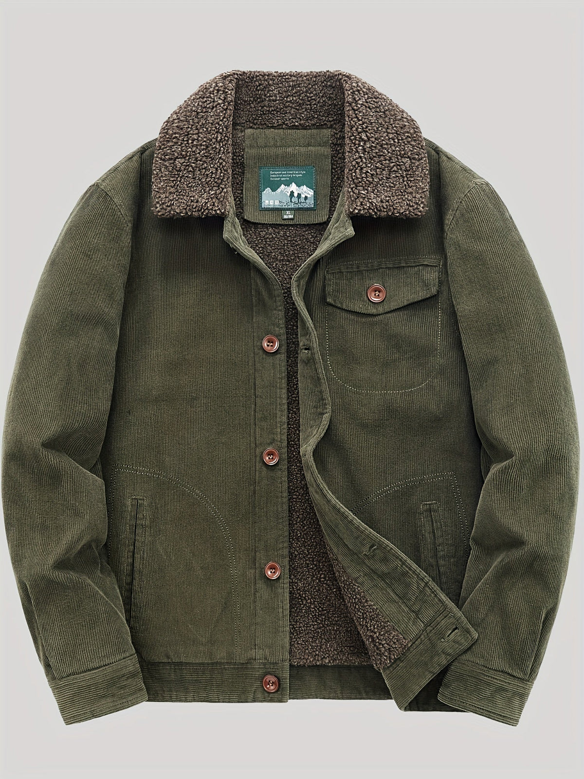 Sven | Warme fleece corduroy heren knoopjas