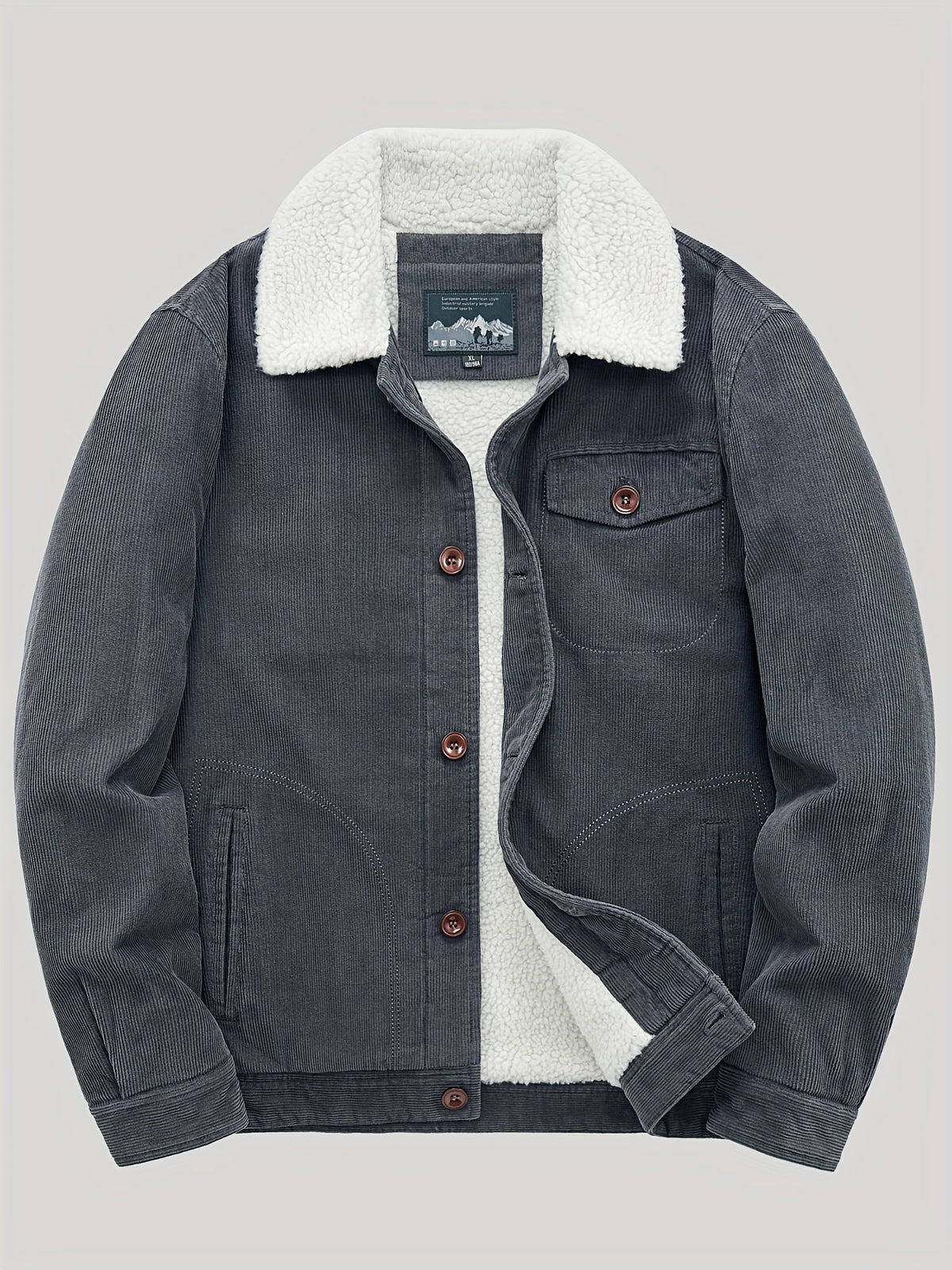 Sven | Warme fleece corduroy heren knoopjas