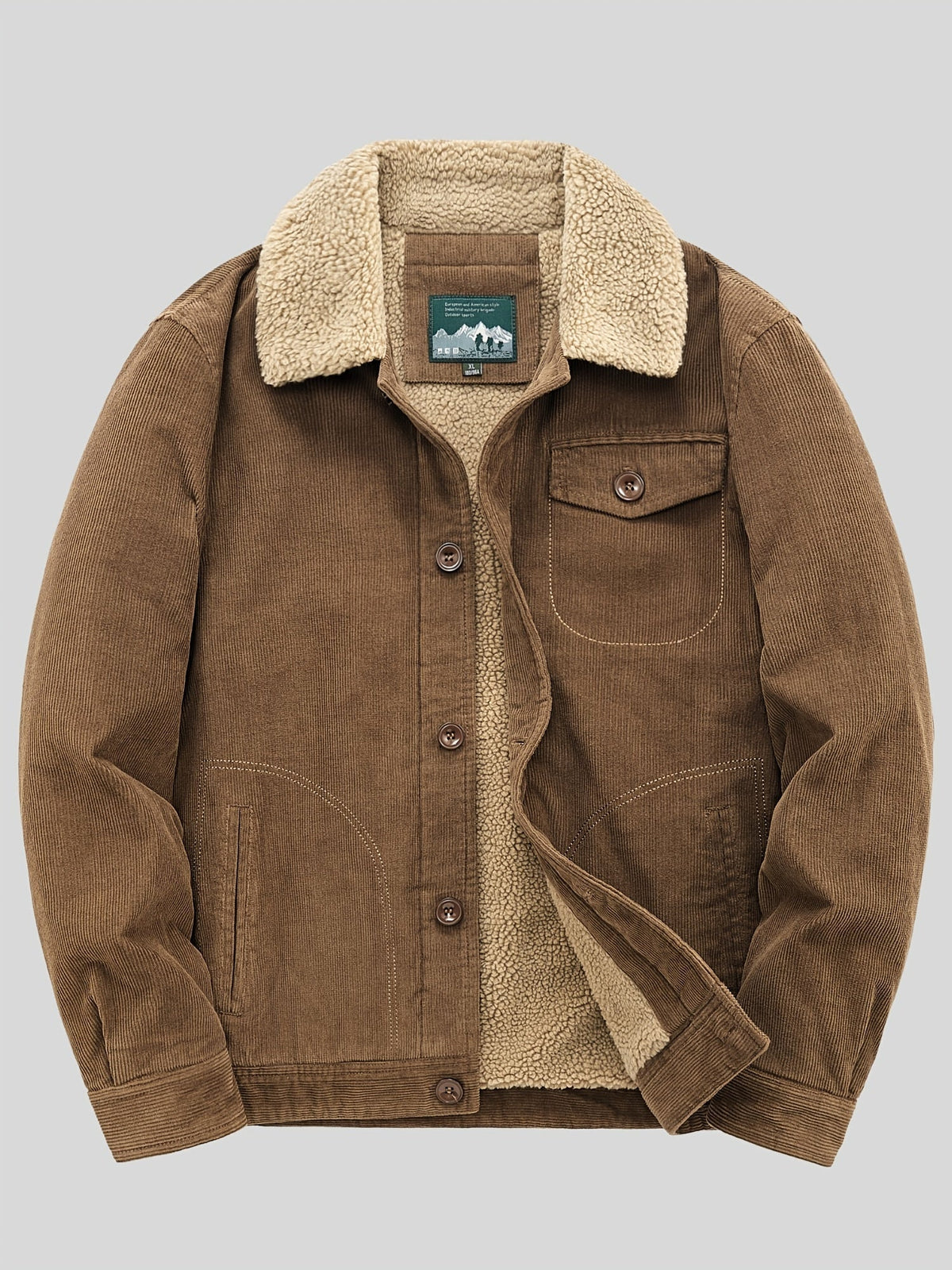 Sven | Warme fleece corduroy heren knoopjas