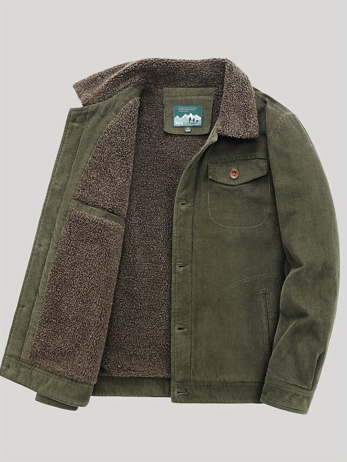 Sven | Warme fleece corduroy heren knoopjas