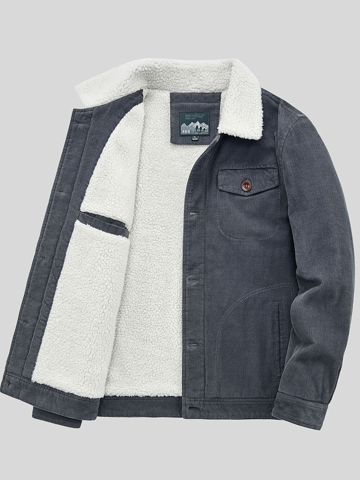 Sven | Warme fleece corduroy heren knoopjas