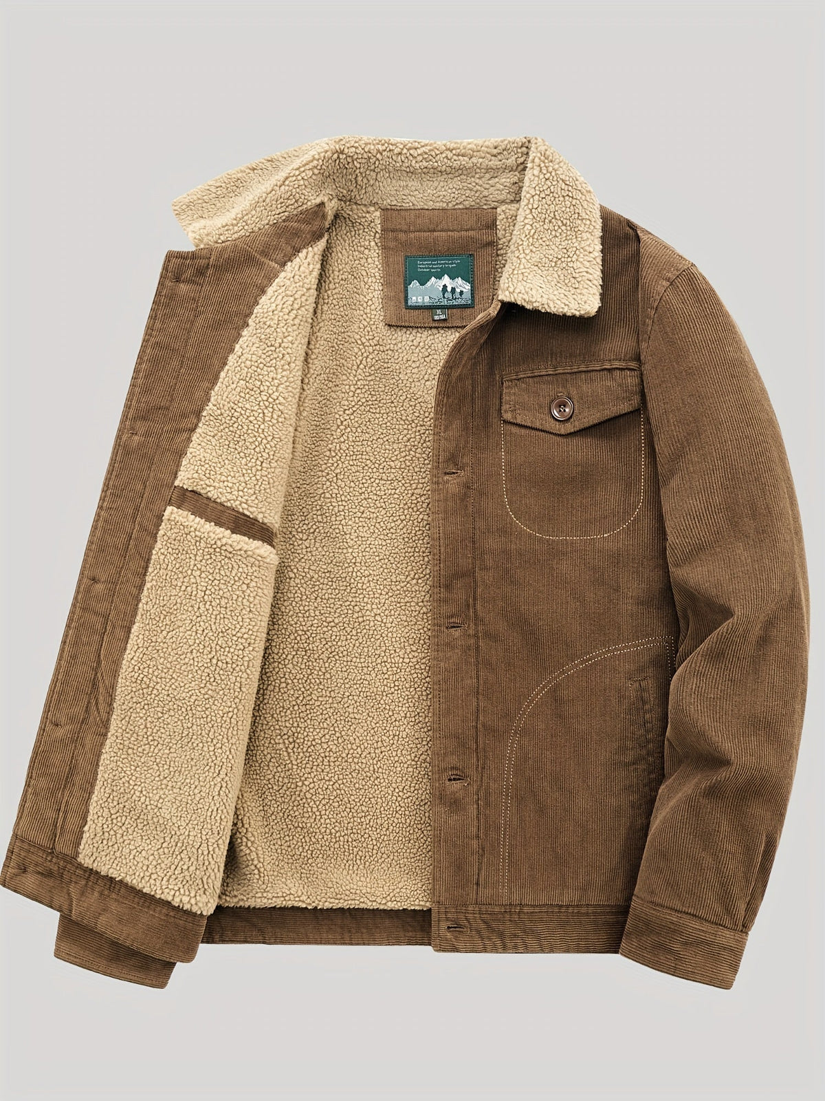 Sven | Warme fleece corduroy heren knoopjas