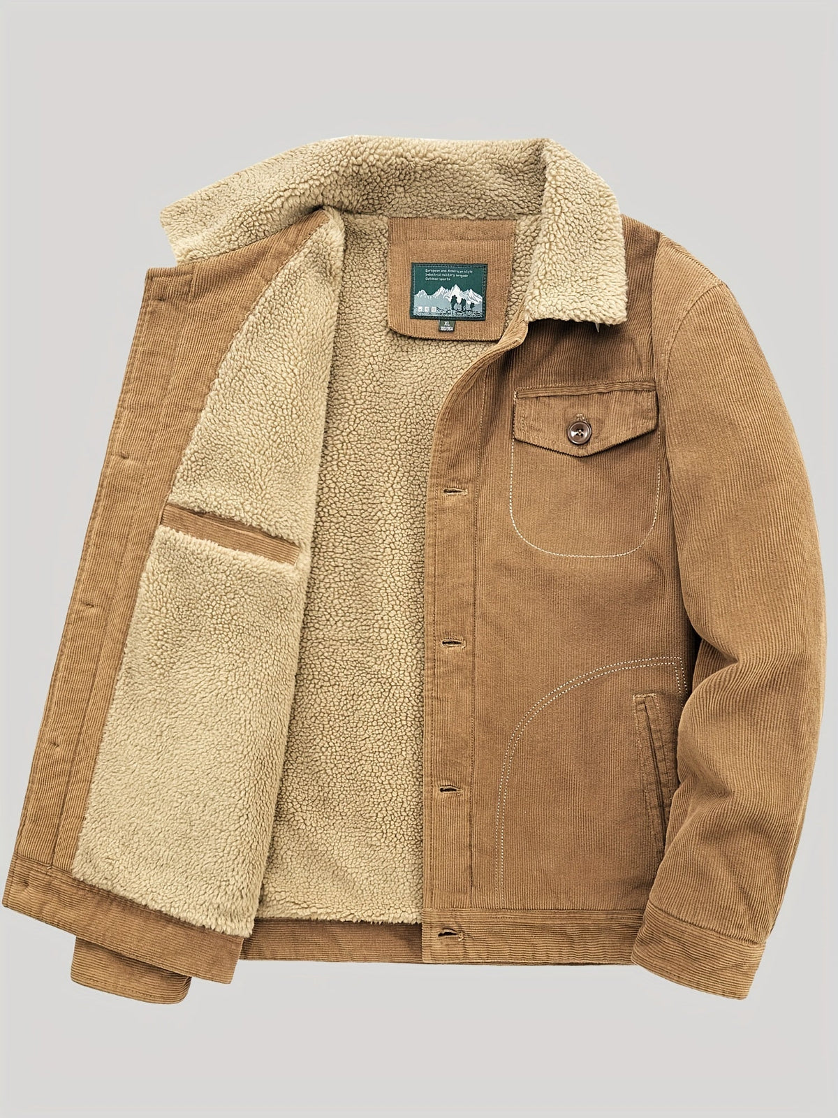 Sven | Warme fleece corduroy heren knoopjas