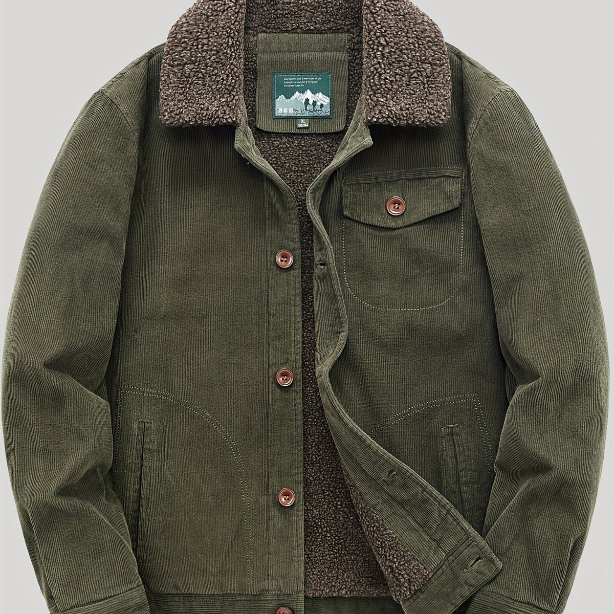 Sven | Warme fleece corduroy heren knoopjas