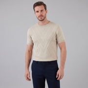T-Shirt Heren Lange Mouwen Casual Textuur Crew Neck