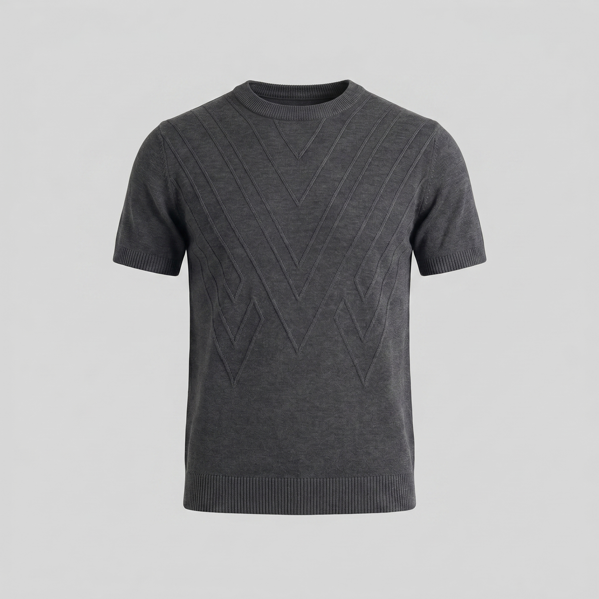 T-Shirt Heren Lange Mouwen Casual Textuur Crew Neck