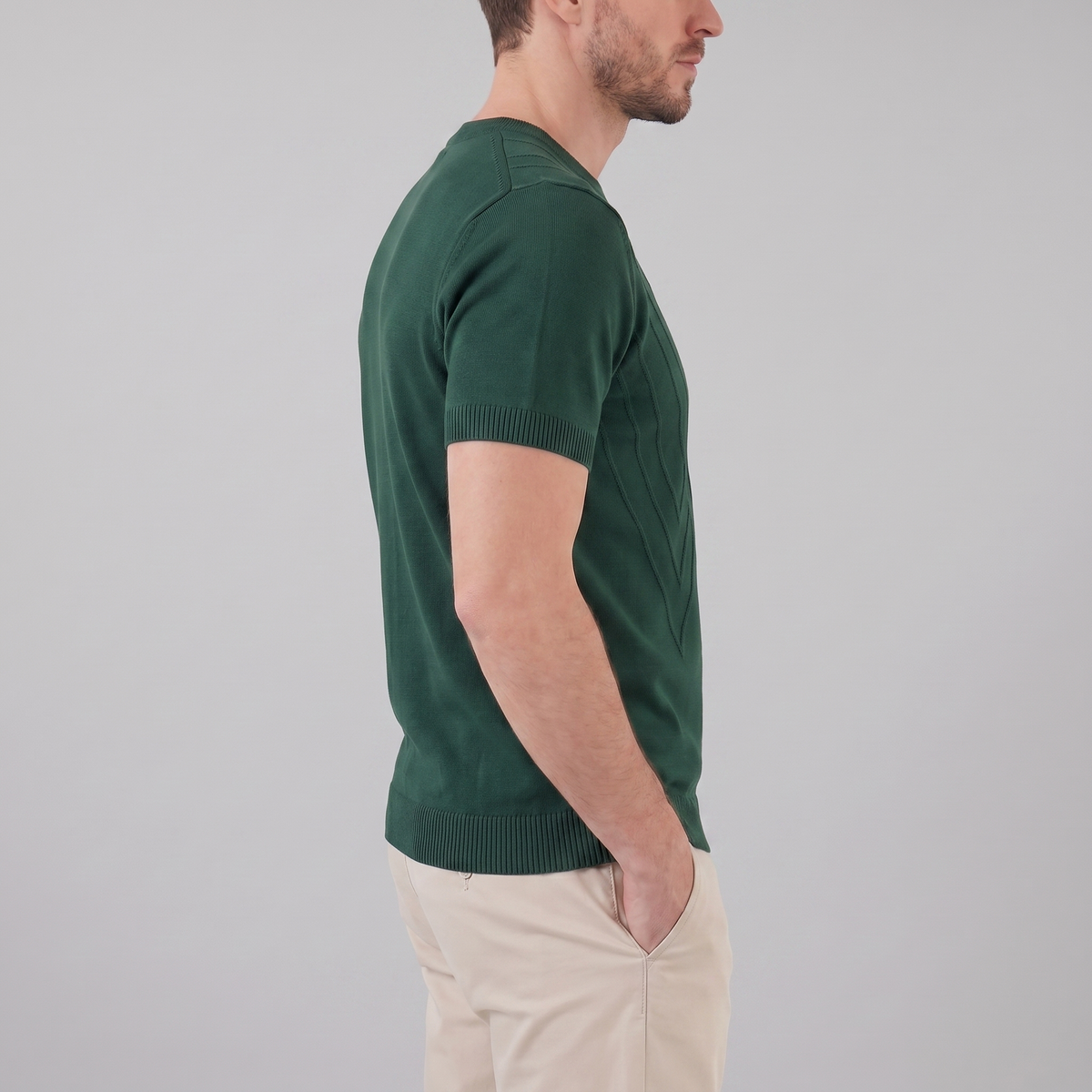 T-Shirt Heren Lange Mouwen Casual Textuur Crew Neck