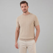 T-Shirt Heren Rib Knit Casual Chic Lange Mouwen