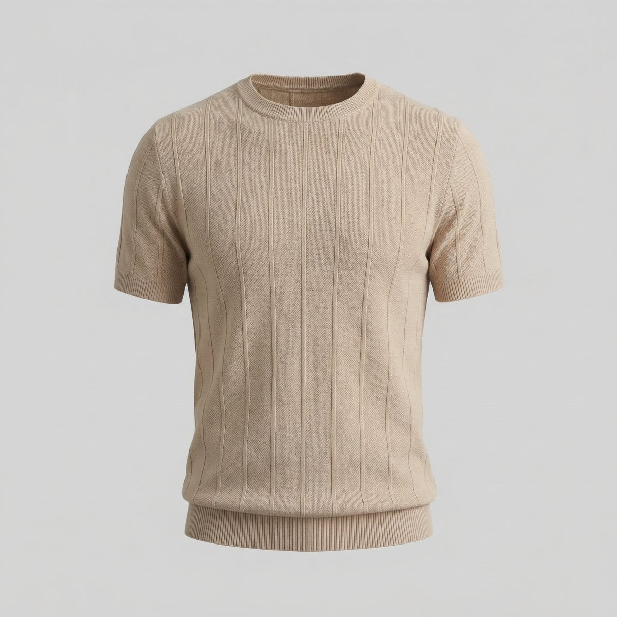 T-Shirt Heren Rib Knit Casual Chic Lange Mouwen