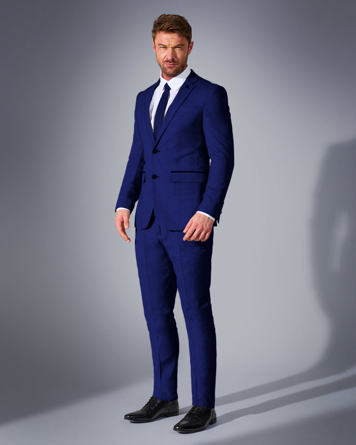 Tailored Fit Pak Heren Textuur Zakken Stretch Formeel