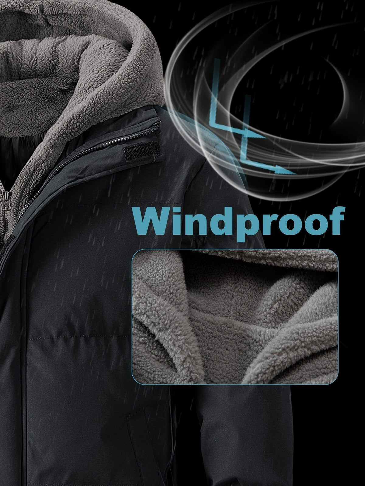 Tim | Gewatteerde heren fleece jas met capuchon en zakken