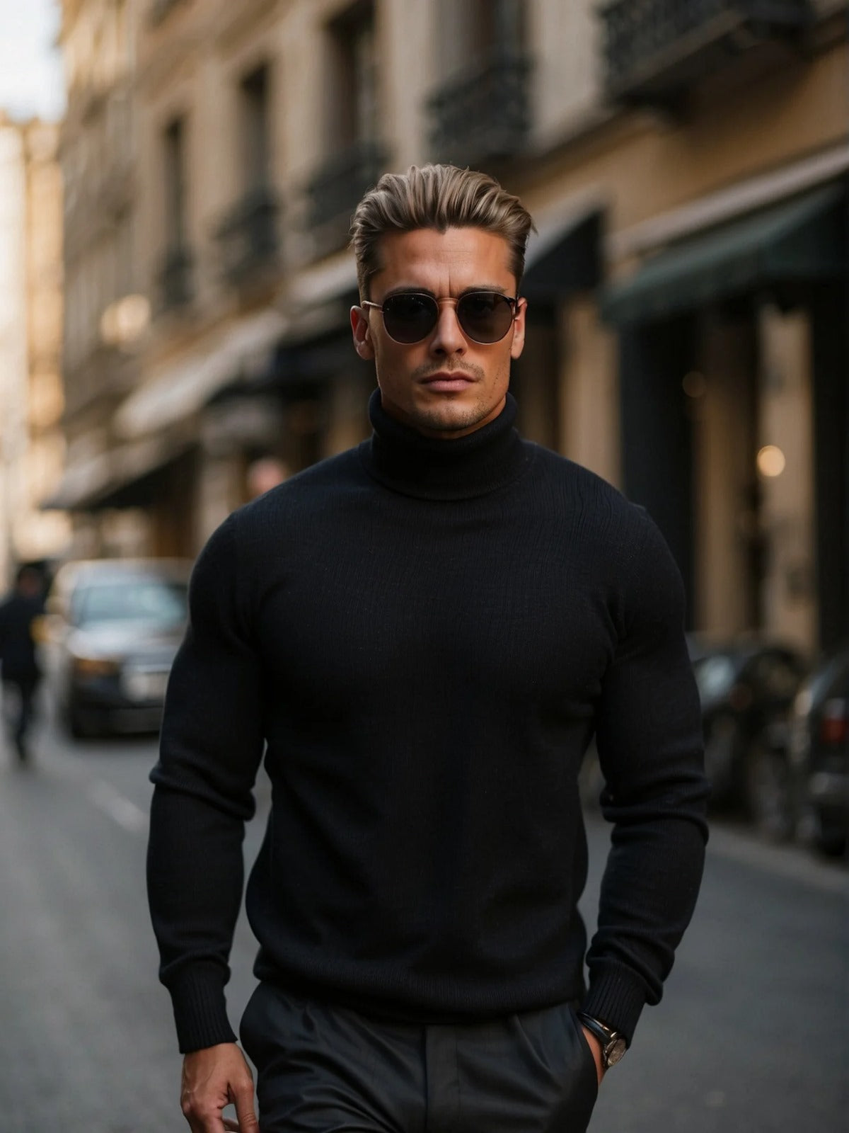 Fijngebreide Coltrui Heren Slim Fit Lange Mouwen