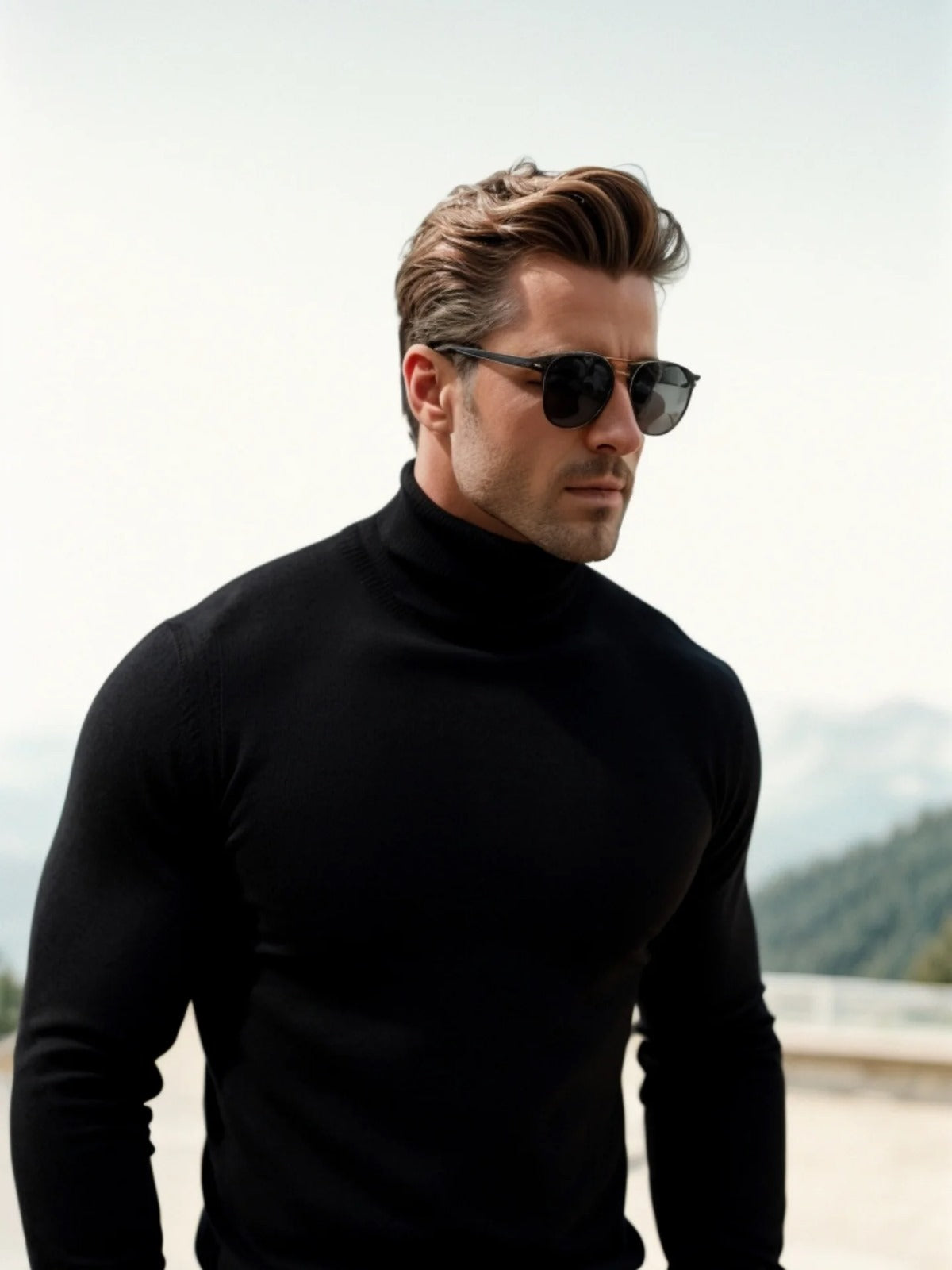 Fijngebreide Coltrui Heren Slim Fit Lange Mouwen
