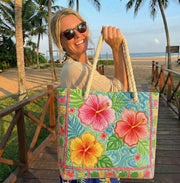 Tropical Blooms | Gewatteerde strandtas