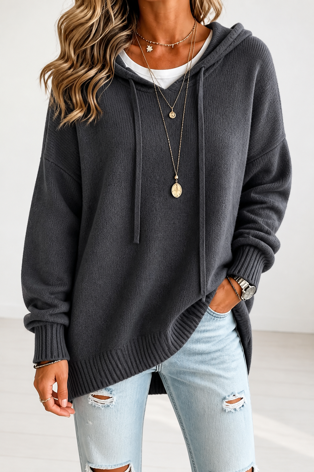 Wearbella – Oversized Trui met Capuchon en Touwtjes