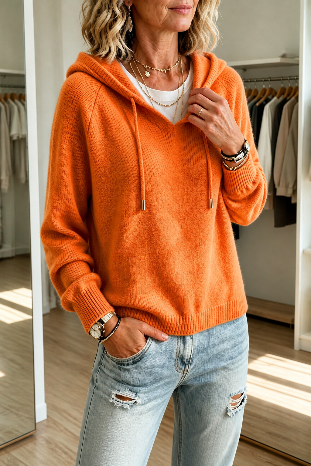 Hushwell – Trekkoord Kap Ribbelgebreide Pullover