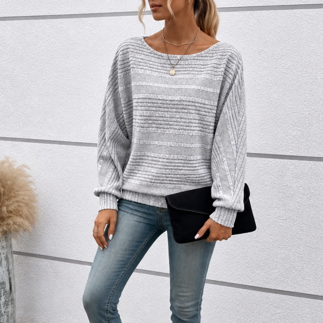 Mayfield – Gestreepte Boot-Neck Lange Mouwen Gebreide Top