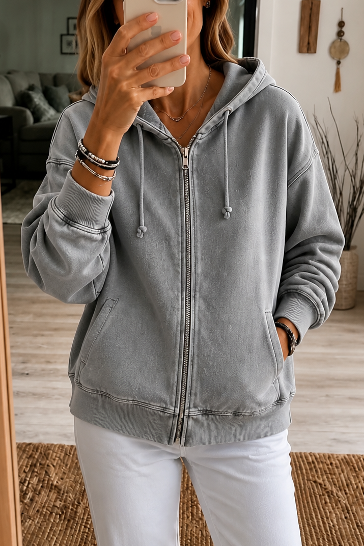 Rethread – Gewassen Relaxed Zip-Up Hoodie