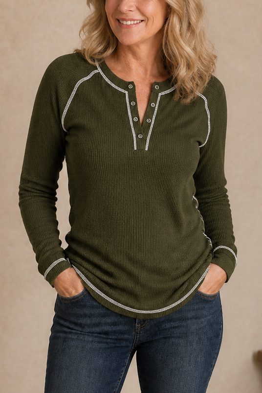 Wearbella – Wafelbrei Contrast Stitch Henley Top