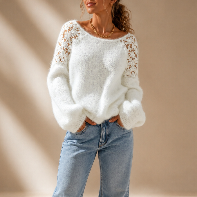 Wearbella – Kantbrei-look trui die verheven lijkt, niet eenvoudig