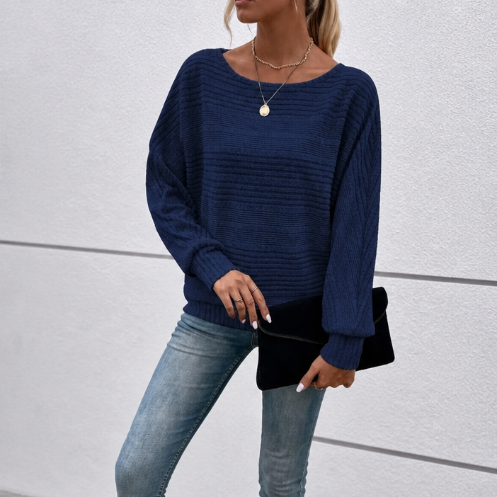 Mayfield – Gestreepte Boot-Neck Lange Mouwen Gebreide Top