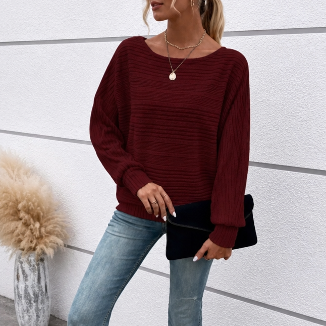 Mayfield – Gestreepte Boot-Neck Lange Mouwen Gebreide Top