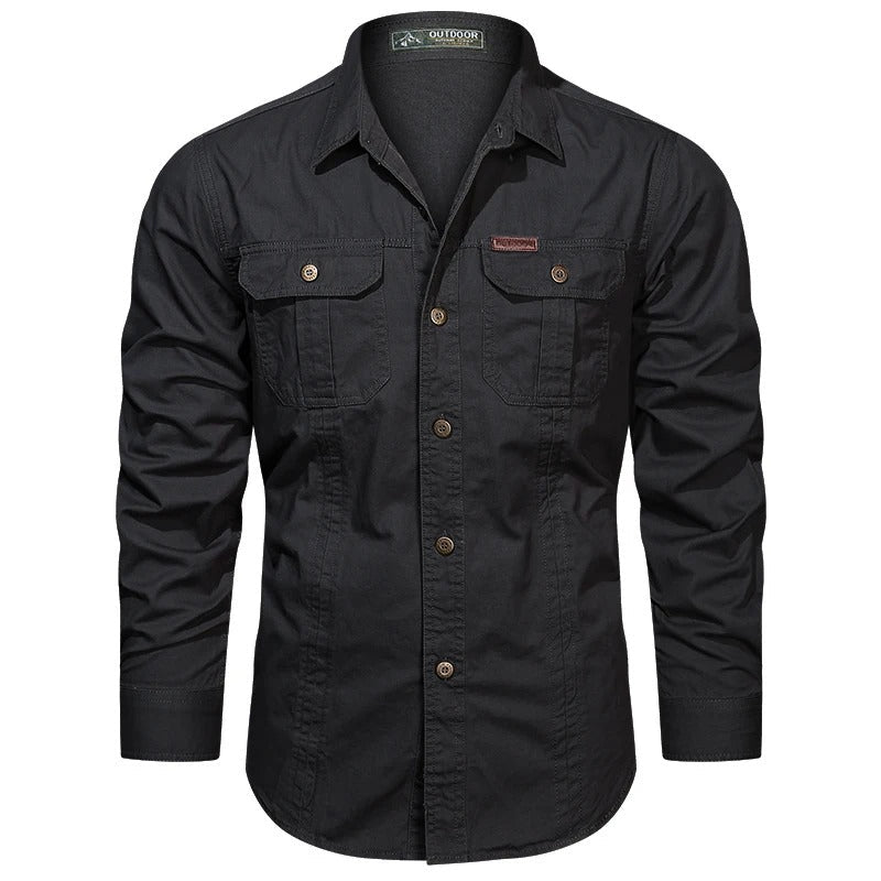 Heren Cargo Overshirt Tactisch Outdoor Overhemd Lange Mouw