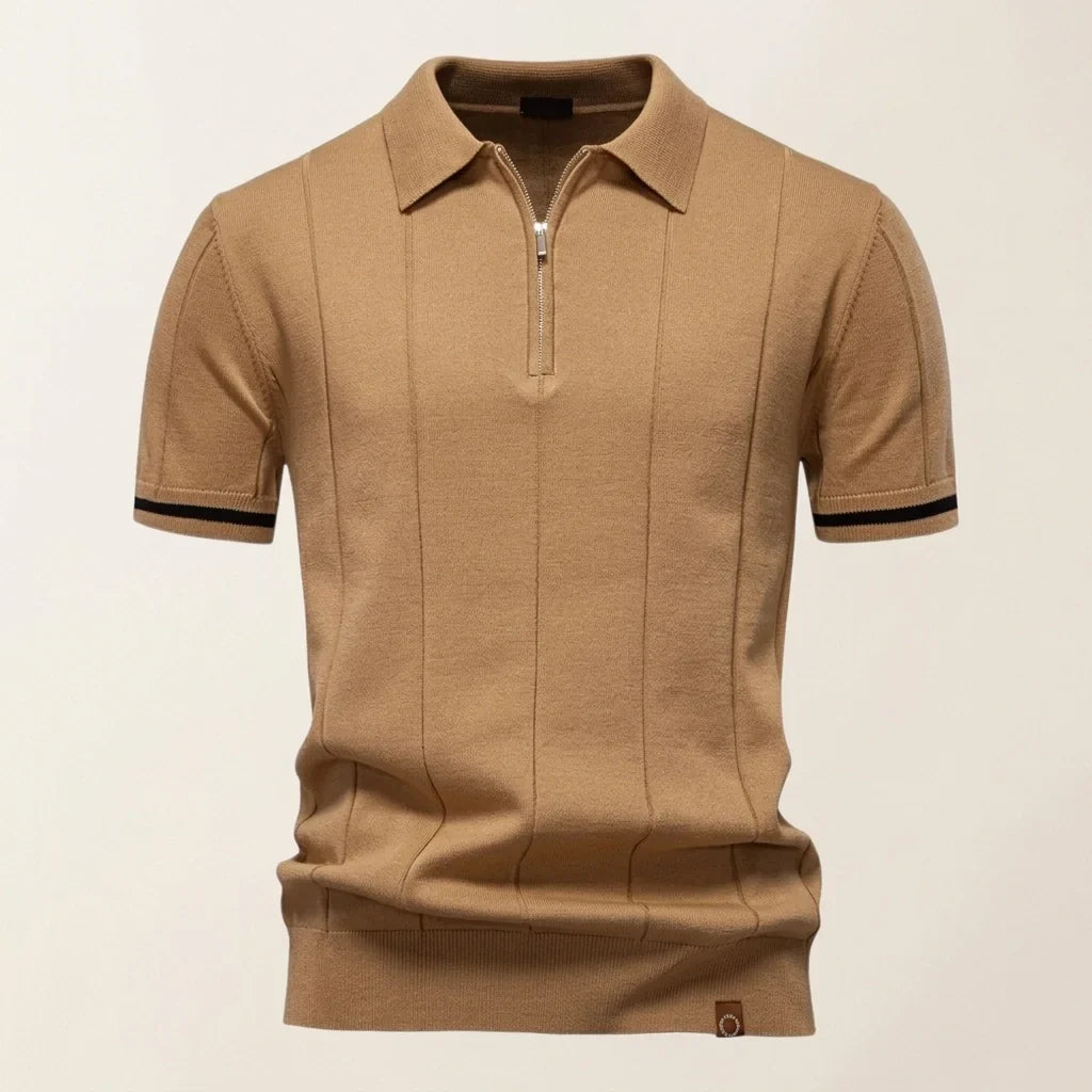 Amalfi Tipped Cuff Zip Polo