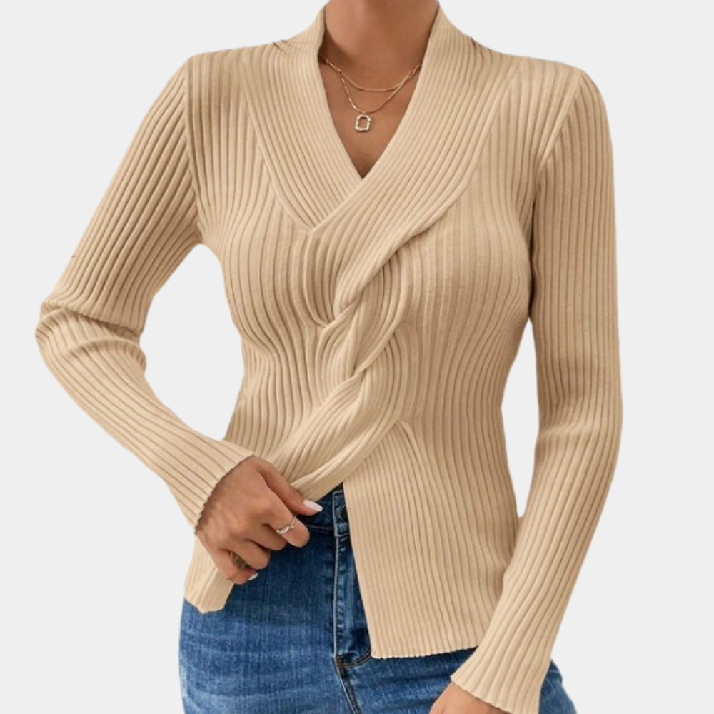 Elegante Gebreide Dames trui met v-hals
