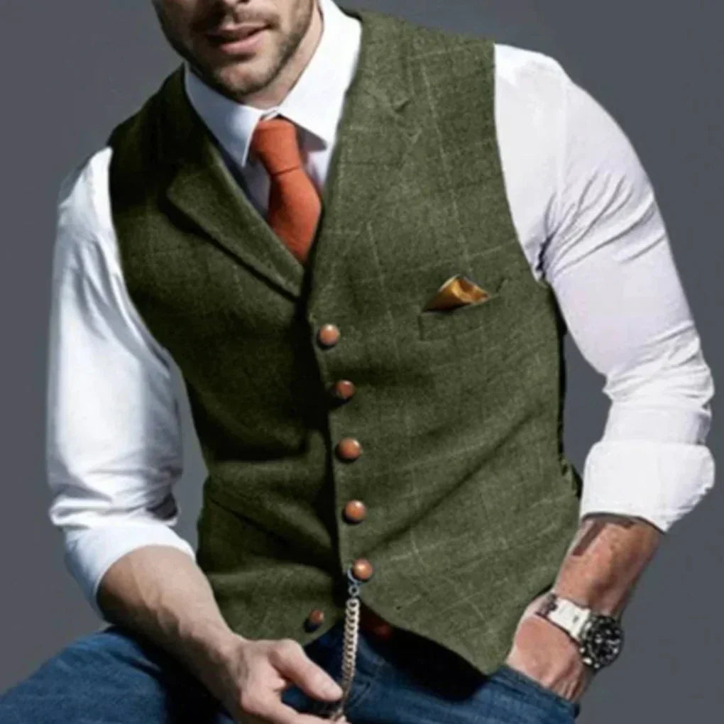 Heren Vintage Gilet – Klassieke Heritage met Gelaagde Stijl