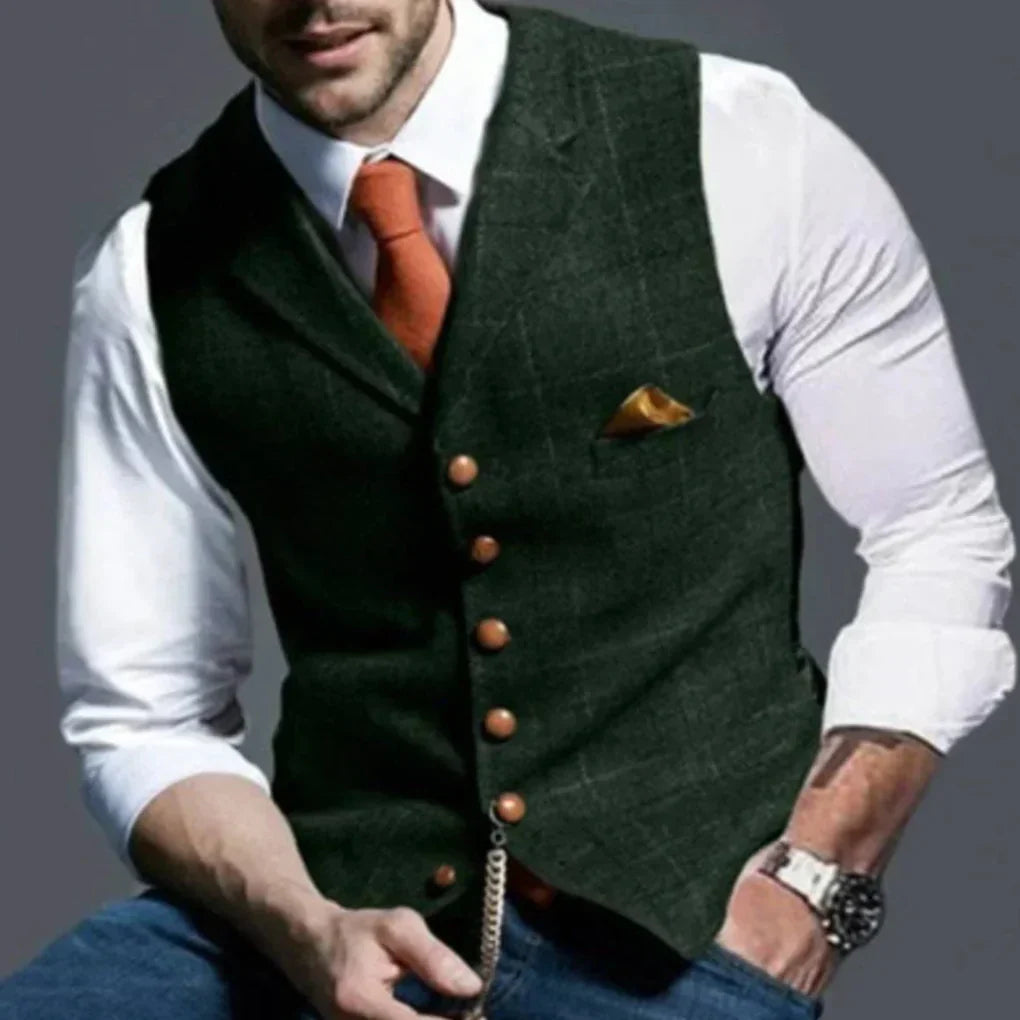 Heren Vintage Gilet – Klassieke Heritage met Gelaagde Stijl