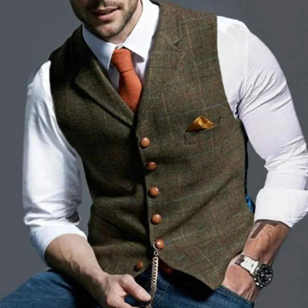 Heren Vintage Gilet – Klassieke Heritage met Gelaagde Stijl