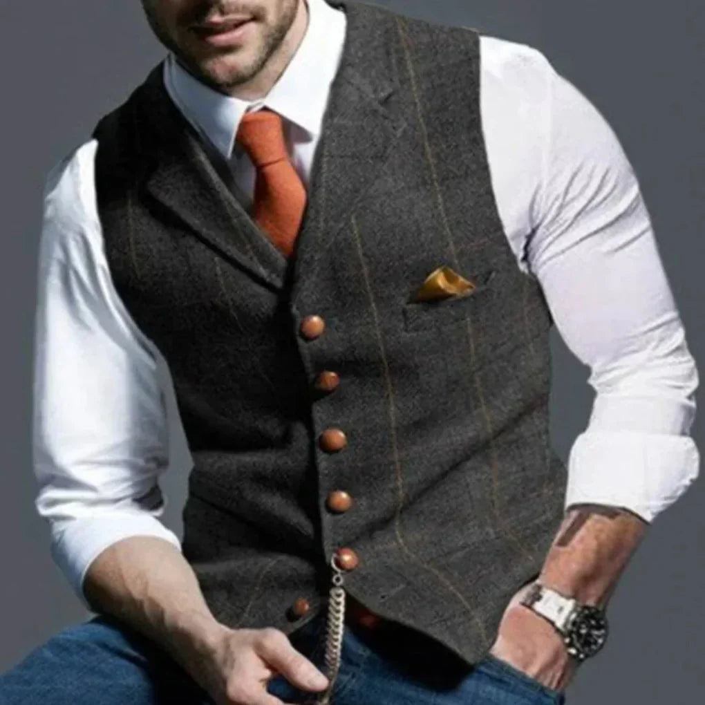 Heren Vintage Gilet – Klassieke Heritage met Gelaagde Stijl