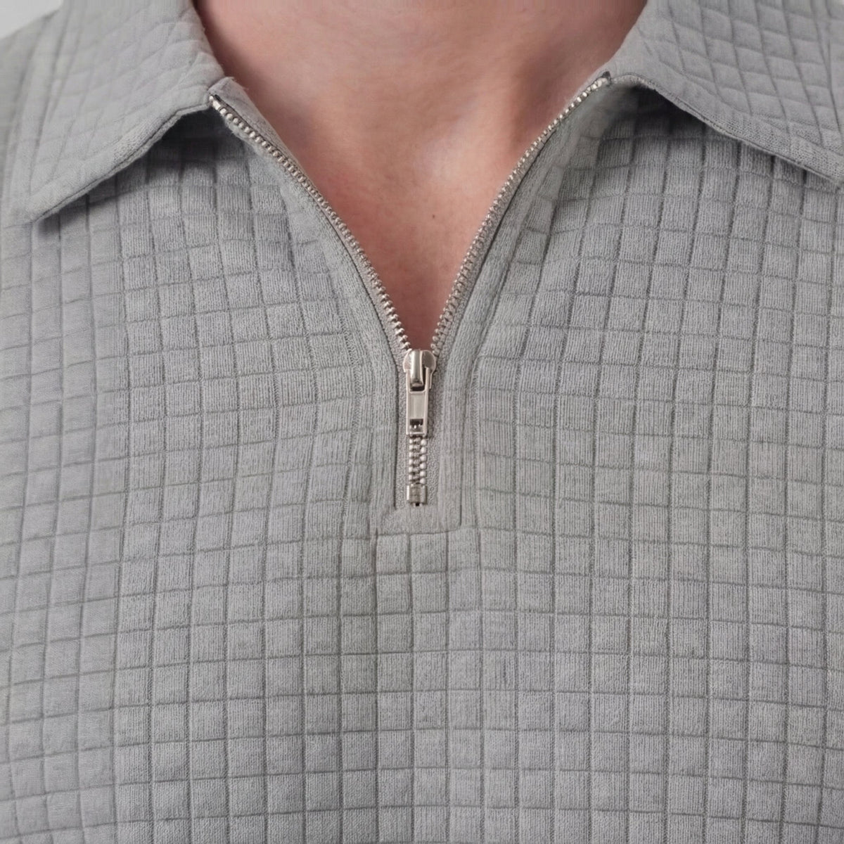 Waffle Knit Set Heren Zomer Casual Half Zip Polo