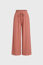 Wijde Palazzo Broek Dames Hoge Taille Elastische Band