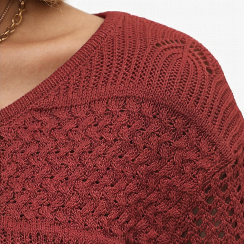 Wovelle – Dames Textured Knit Top voor Warme Dagen